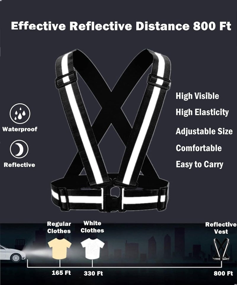 YUNLOVXEE Reflective Strap Safety Vest Gear - 2-10 Pack Adjustable High Visible Reflective Running Gear for Women Men Night - Image 2